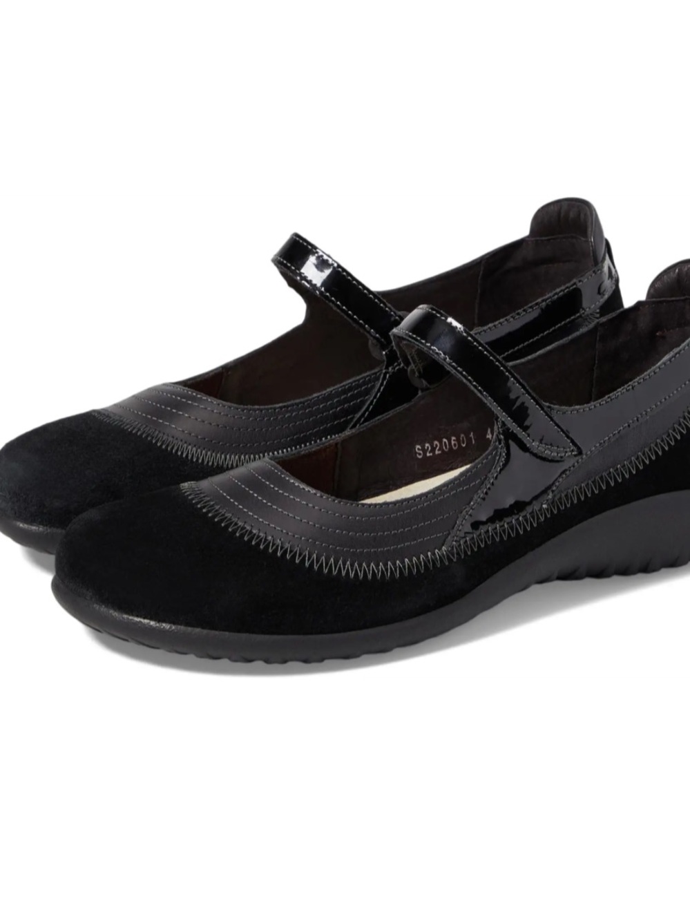 Naot Black Mary Jane Patent & Suede Comfort Flats Size 39( 8 US) Never Worn - Picture 6 of 6